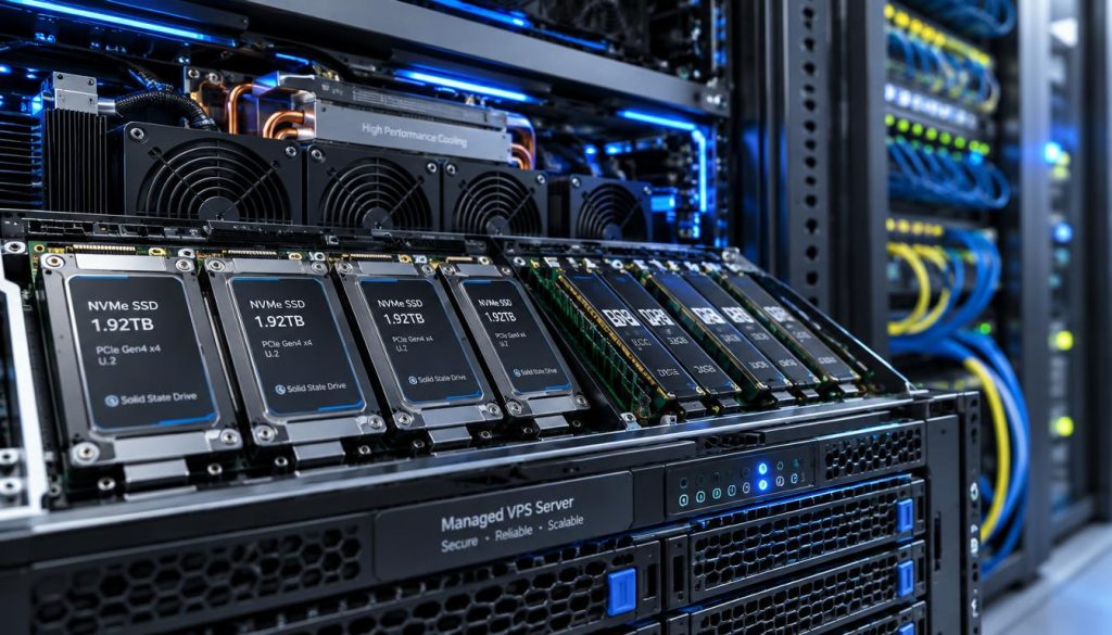 כרטיסי זיכרון ודיסק NVMe מותקנים בשרת של חנות מקוונת כרטיסי זיכרון ודיסק NVMe מותקנים בשרת של חנות מקוונת